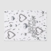 Happy Birthday Tissue Paper Silver Hearts Tissuepapier (Voorkant)