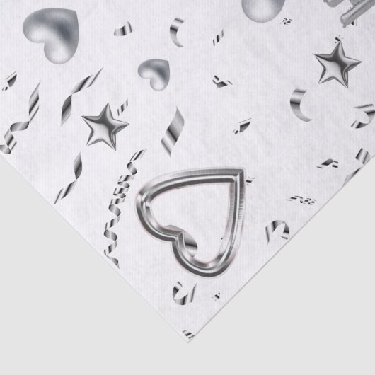 Happy Birthday Tissue Paper Silver Hearts Tissuepapier (Detail)