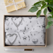 Happy Birthday Tissue Paper Silver Hearts Tissuepapier (Geschenk)