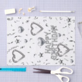 Happy Birthday Tissue Paper Silver Hearts Tissuepapier (Craft)