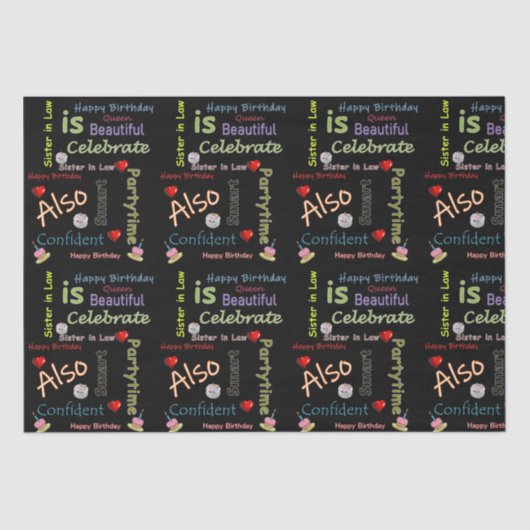 Happy Birthday Tissue Paper Sister in Law Tissuepapier (Voorkant)