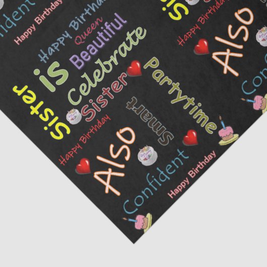 Happy Birthday Tissue Paper Sister Tissuepapier (Detail)