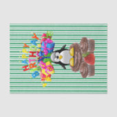 Happy Birthday Tissue Paper Stripe Penguin Tissuepapier (Voorkant)