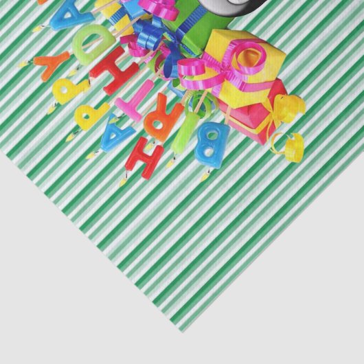 Happy Birthday Tissue Paper Stripe Penguin Tissuepapier (Detail)