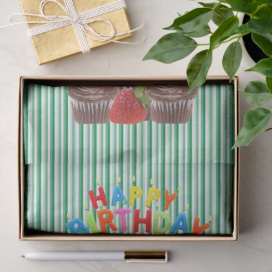 Happy Birthday Tissue Paper Stripe Penguin Tissuepapier (Geschenk)