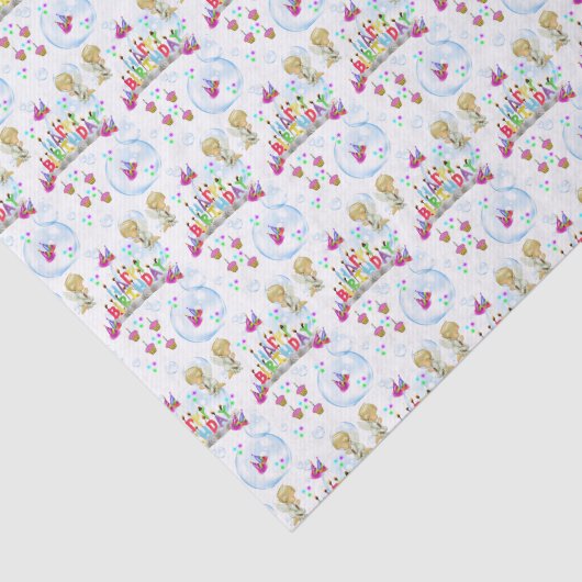 Happy Birthday Tissue Paper Twin Angels Tissuepapier (Detail)