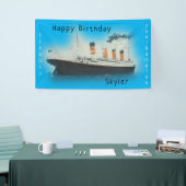 Happy Birthday Titanic Ship Name Blue Ocean Spandoek (Beurs)