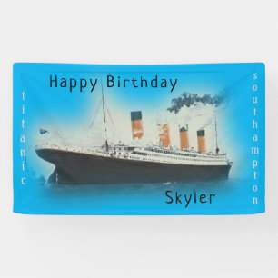 Happy Birthday Titanic Ship Name Blue Ocean Spandoek