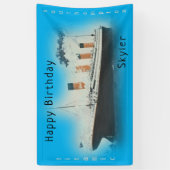 Happy Birthday Titanic Ship Name Blue Ocean Spandoek (Verticaal)