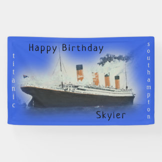 Happy Birthday Titanic Ship Name Marine Blue Spandoek