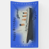Happy Birthday Titanic Ship Name Marine Blue Spandoek (Verticaal)