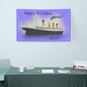 Happy Birthday Titanic Ship Name Paars Twilight Spandoek (Beurs)