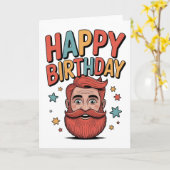 Happy Birthday to a Man With an Excellent Beard Kaart (Gele Bloem)