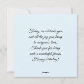 Happy birthday to a wonderful friend greeting card feestdagenkaart (Achterkant)