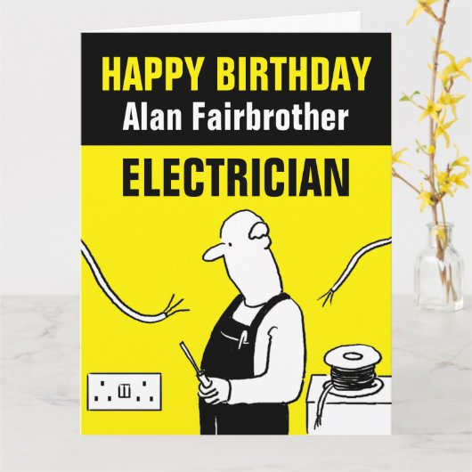 Happy Birthday to an Electrician Card Kaart (Gele Bloem)