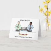 Happy Birthday to Interracial Male Couple Kaart (Gele Bloem)