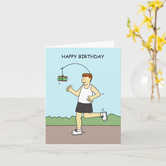 Happy Birthday to Male Runner Humor Kaart (Gele Bloem)