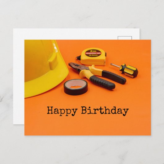 Happy Birthday to Mechanic met gereedschap tang ta Briefkaart (Voorkant / Achterkant)