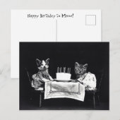Happy Birthday to Meow | Katten met Cake Briefkaart (Voorkant / Achterkant)