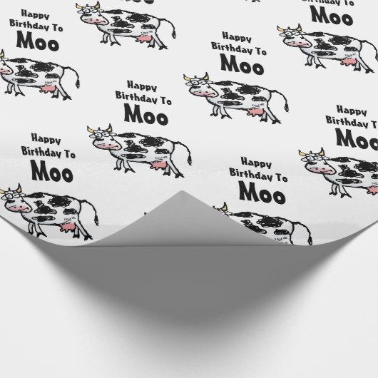 Happy Birthday to Moo Koe Wrapping Paper Cadeaupapier (Hoek)