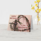 HAPPY BIRTHDAY "TO MY BEST FRIEND" HEART WREATH KAART (Gele Bloem)