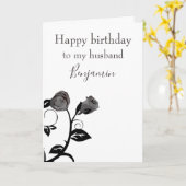 Happy birthday to my husband black and white rose kaart (Gele Bloem)
