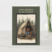 Happy Birthday to my Husband Card | Rustic Camping Kaart (Voorkant)
