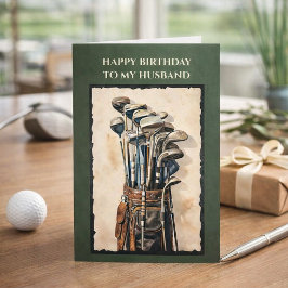 Happy Birthday to My Husband Vintage Golf Card  Kaart