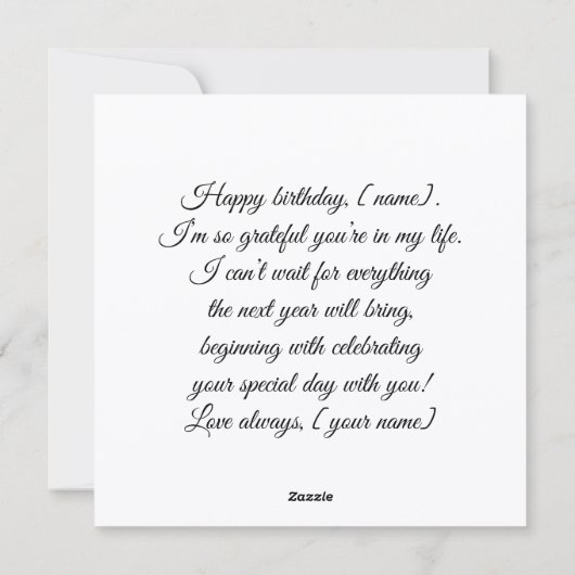 Happy birthday to my love Greeting card Feestdagenkaart (Achterkant)