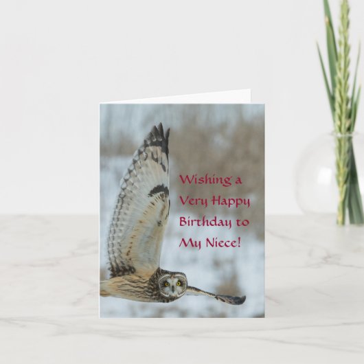 Happy Birthday to Niece met White Owl Kaart (Voorkant)
