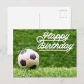Happy Birthday to Soccer met bal op groene Kaart (Voorkant / Achterkant)