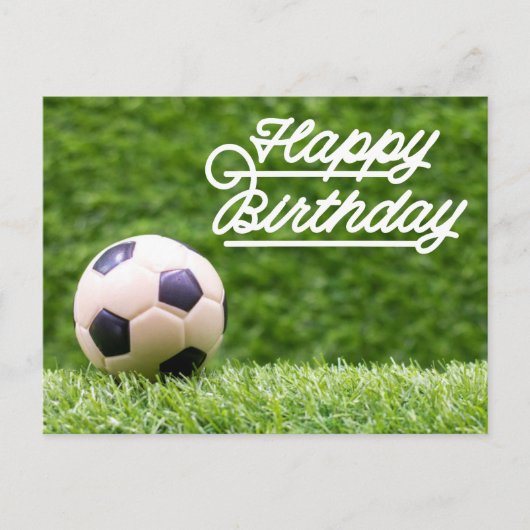 Happy Birthday to Soccer met bal op groene Kaart (Voorkant)