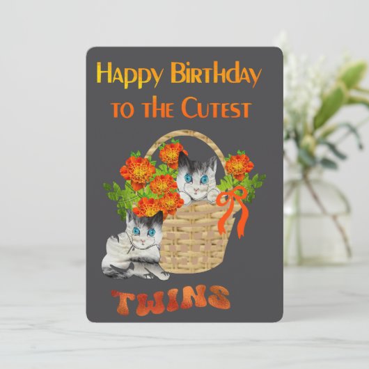 Happy Birthday to the Cutest Twins Feestdagenkaart (Staand voorkant)