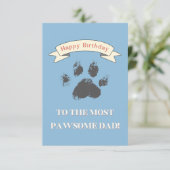 Happy Birthday to the Most Pawsome Dad Bedankkaart (Staand voorkant)