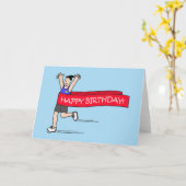 Happy Birthday to Vrouw Runner Cartoon Kaart (Gele Bloem)