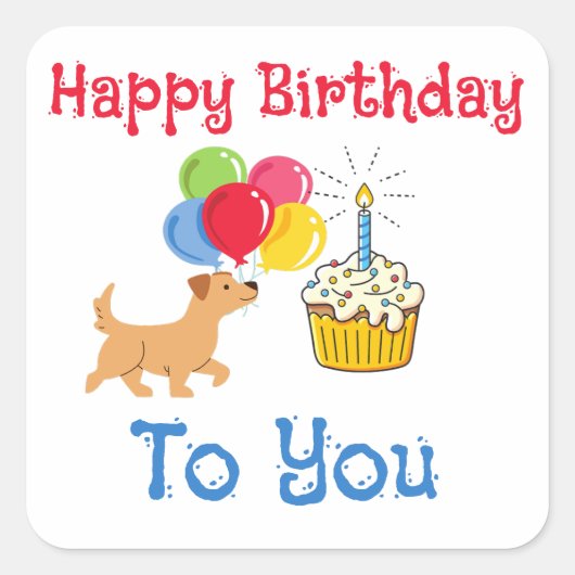 HAPPY BIRTHDAY TO YOU CUTE DOG STICKERS (Voorkant)