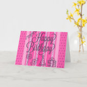 Happy Birthday To You Musical Roze en Zwarte Kaart (Gele Bloem)