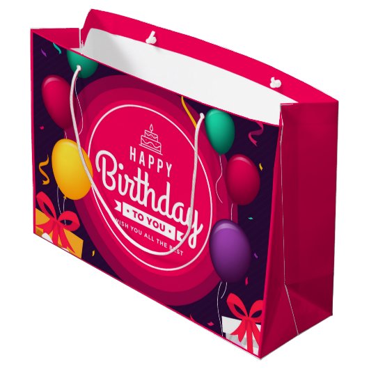Happy Birthday to You - Wish You All The Best Groot Cadeauzakje (Achterkant Gekanteld)