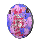 Happy Birthday Today is mijn Birthday Blue Balloon Dartbord (Voorkant Rechts)