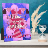 Happy Birthday Today is mijn Birthday Blue Balloon Fotoplaat (Zijkant)