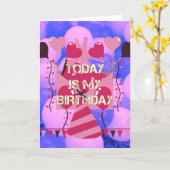 Happy Birthday Today is mijn Birthday Blue Balloon Kaart (Gele Bloem)