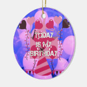 Happy Birthday Today is mijn Birthday Blue Balloon Keramisch Ornament (Links)