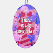 Happy Birthday Today is mijn Birthday Blue Balloon Keramisch Ornament (Links)