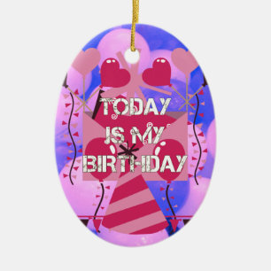 Happy Birthday Today is mijn Birthday Blue Balloon Keramisch Ornament