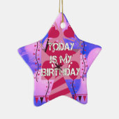 Happy Birthday Today is mijn Birthday Blue Balloon Keramisch Ornament (Rechts)