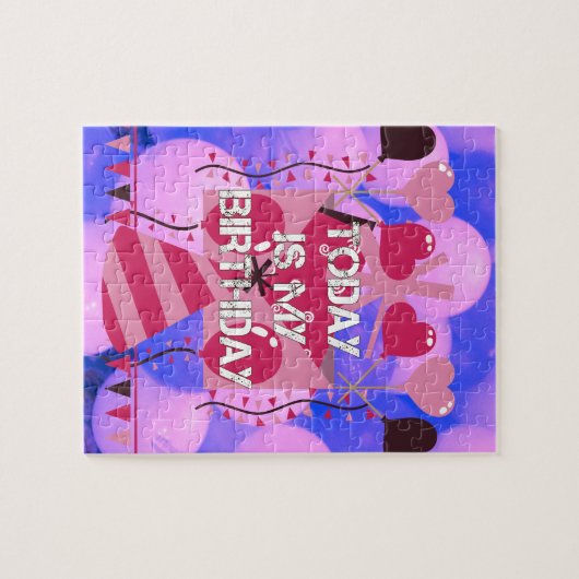 Happy Birthday Today is mijn Birthday Blue Balloon Legpuzzel (Horizontaal)