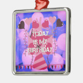 Happy Birthday Today is mijn Birthday Blue Balloon Metalen Ornament (Links)