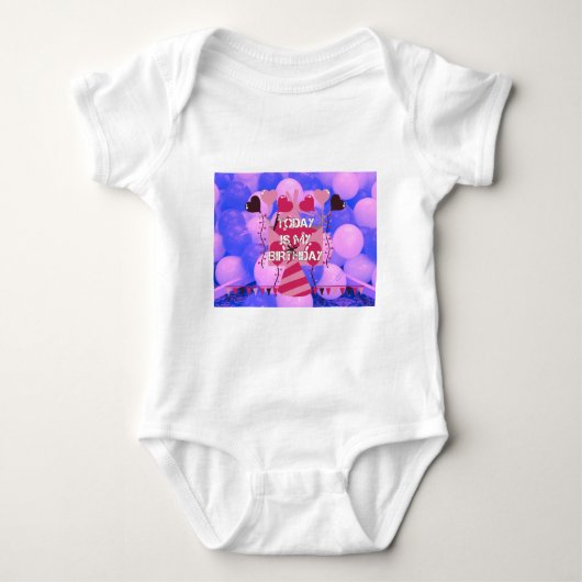 Happy Birthday Today is mijn Birthday Blue Balloon Romper (Voorkant)