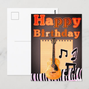 Happy Birthday-toetsenbord   Guitar-Briefkaart Briefkaart