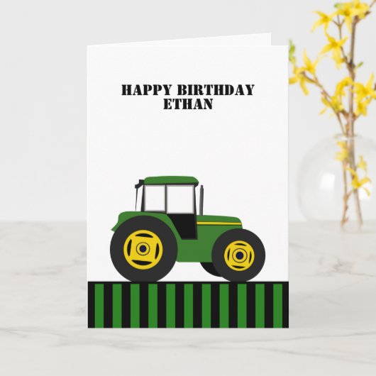 Happy Birthday Tractor Birthday Kaart (Gele Bloem)